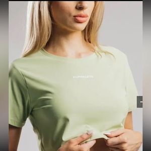 Alphalete NWT‎ Light Green Mesh Crop T-Shirt Size L